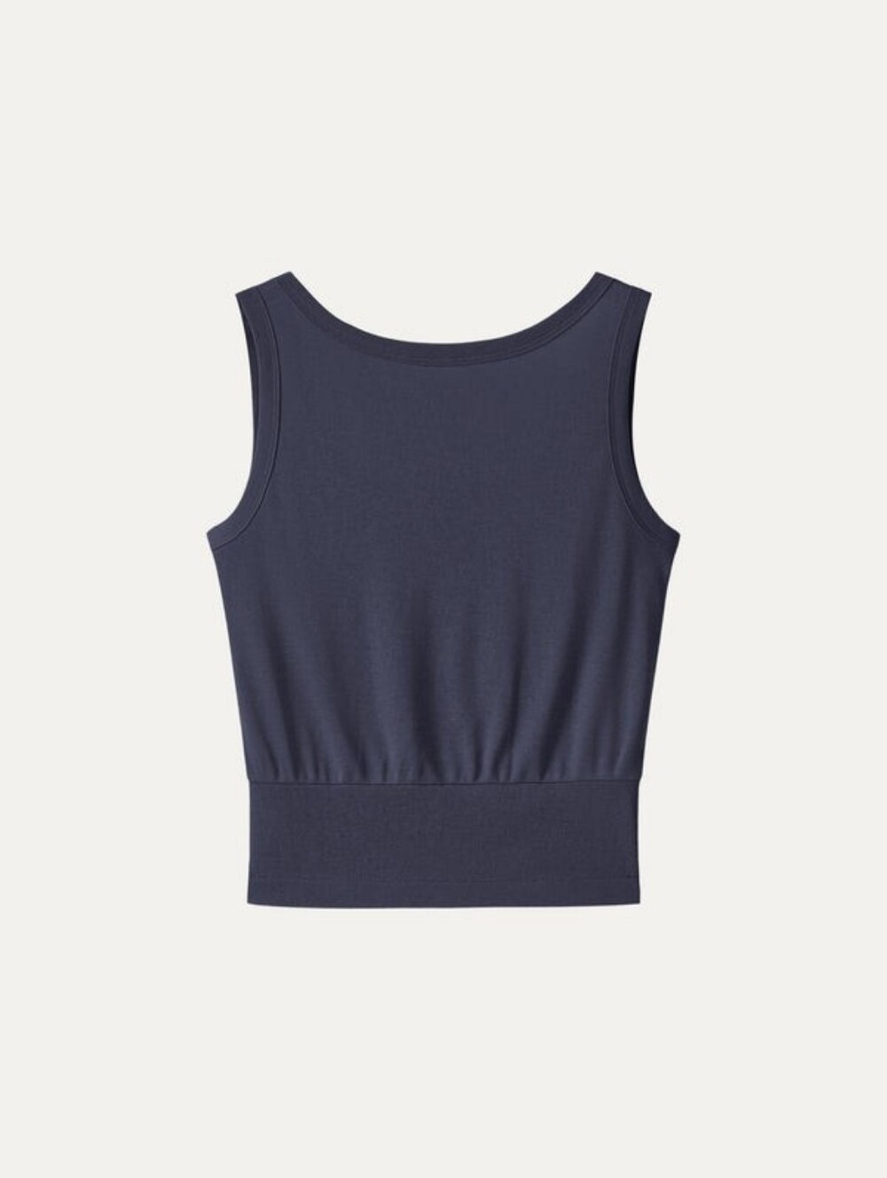 OGL Navy Cotton-Linen Blend Reversible Boatneck Low Back Top